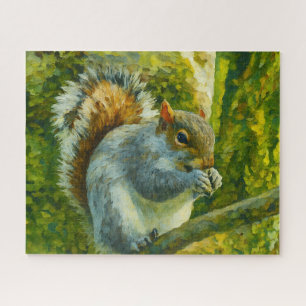 Impressionistic Squirrel in Forest Foliage Jigsaw Puzzle
