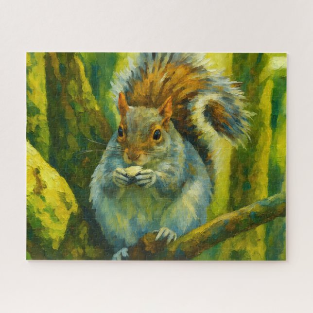 Impressionistic Squirrel in Forest Foliage Jigsaw Puzzle (Horizontal)