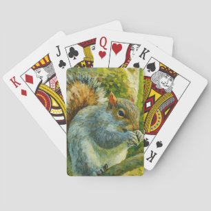 Impressionistic Squirrel in Forest Foliage Poker Cards