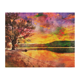 Impressionistic View of Adirondack Lake Wood Wall Art
