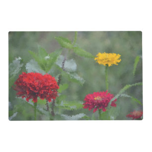 Impressionistic Zinnia and Hydrangea Placemat