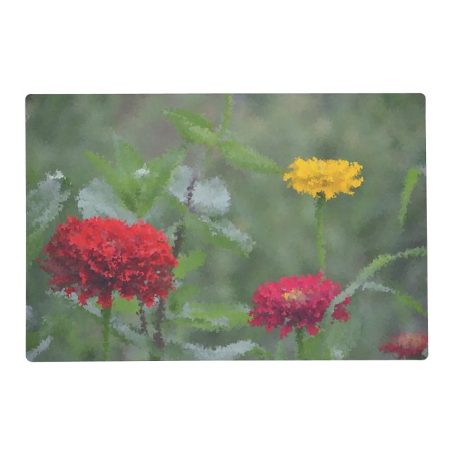 Impressionistic Zinnia and Hydrangea Placemat (Back)