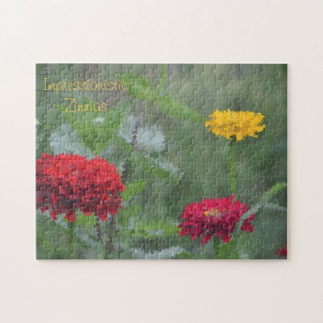 Impressionistic Zinnia Large Puzzle (Horizontal)