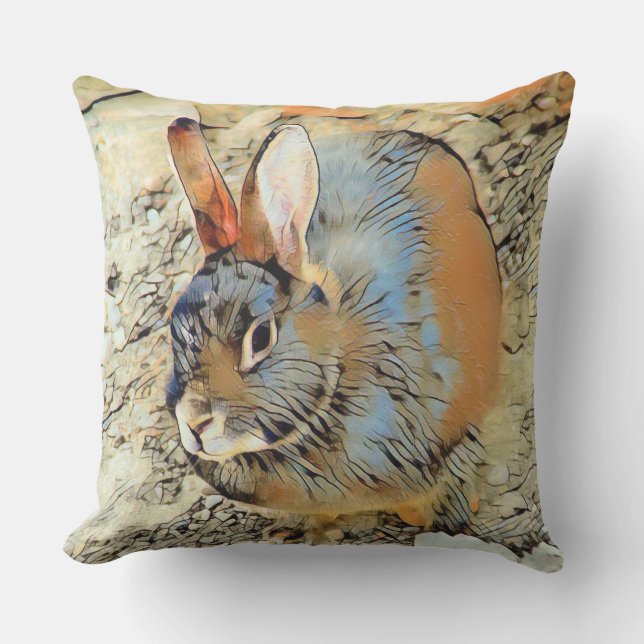 Impressive Animal - Bunny Throw Pillow (Front)