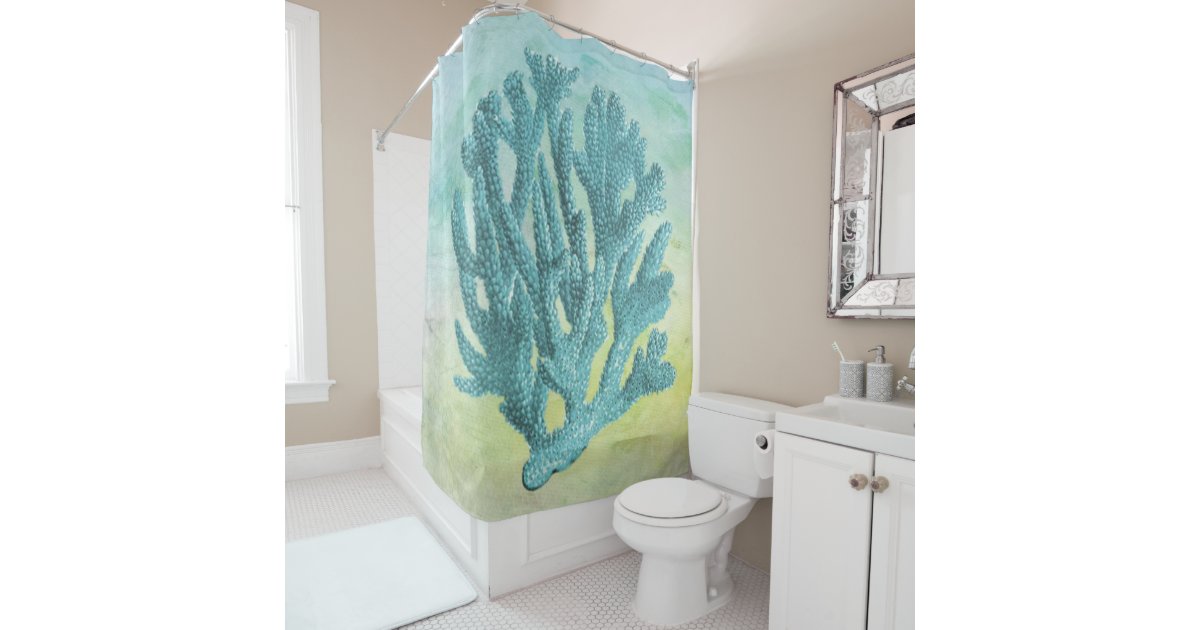 Coastal Blue Shower Curtain for Your Beach Bathroom Decor Coral