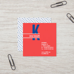 Impressive coral Bold Monogram Business Card