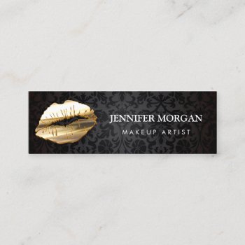 Impressive Eye Catching 3d Gold Lips Makeup Artist Mini Business Card by CardHunter at Zazzle