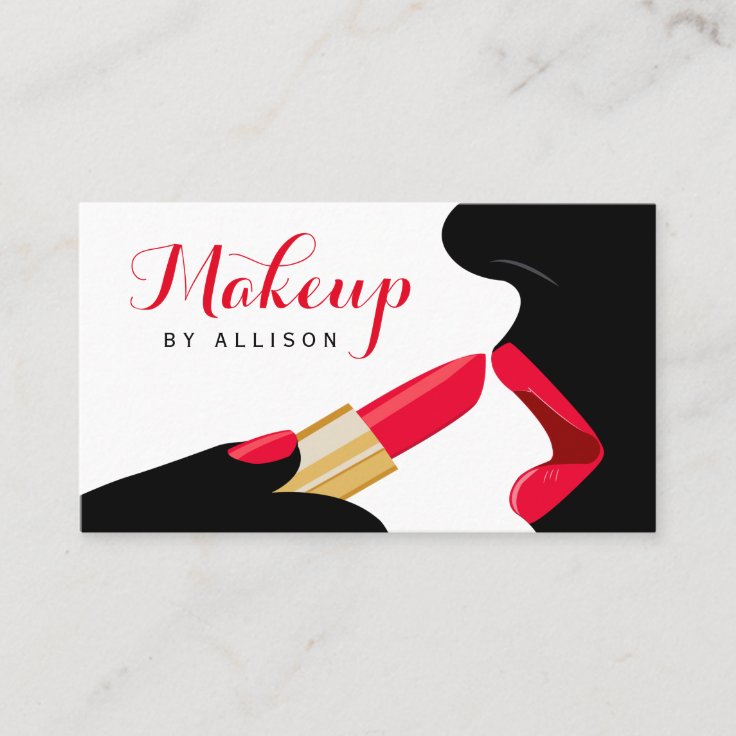 Impressive Makeup Artist Hot Red Lips Lipstick Business Card Zazzle