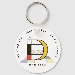 Impressive Neoplasticism Art Monogram. Letter D Keychain