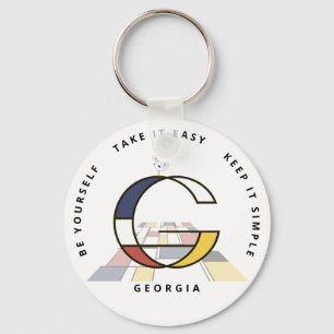 Impressive Neoplasticism Art Monogram. Letter G Keychain