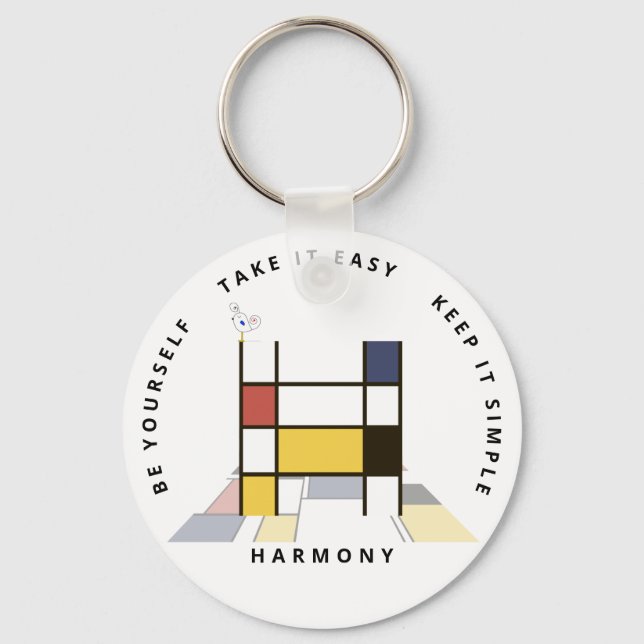 Impressive Neoplasticism Art Monogram. Letter H Keychain (Front)