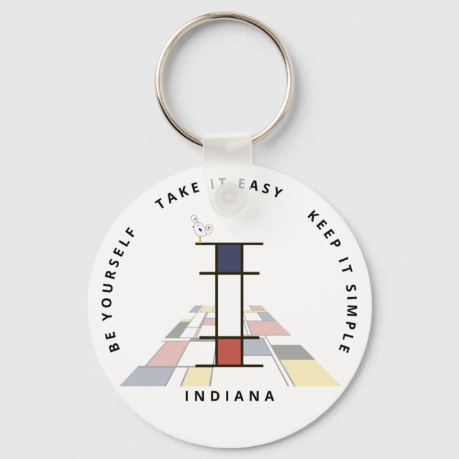 Impressive Neoplasticism Art Monogram. Letter I Keychain (Front)