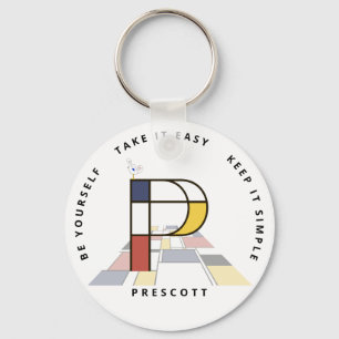 Impressive Neoplasticism Art Monogram. Letter P Keychain