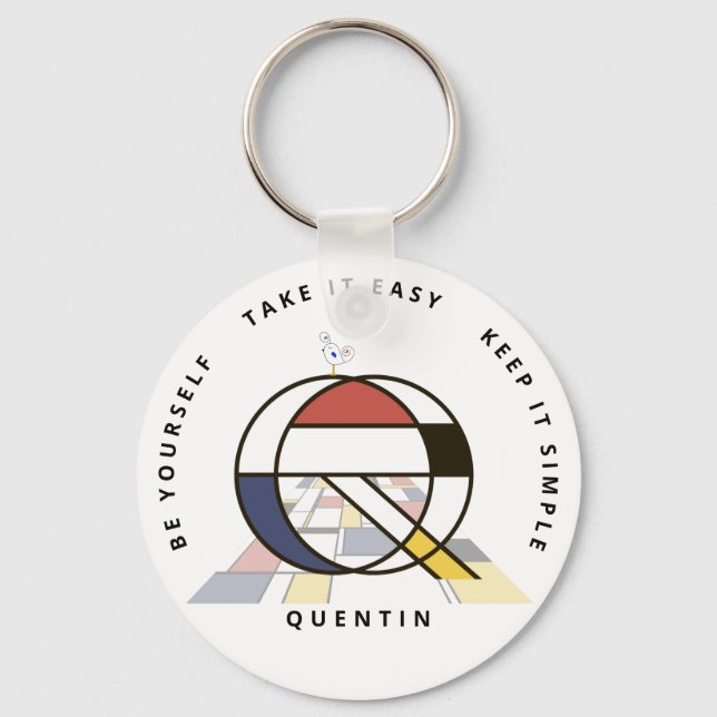 Impressive Neoplasticism Art Monogram. Letter Q Keychain (Front)