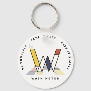 Impressive Neoplasticism Art Monogram. Letter W Keychain