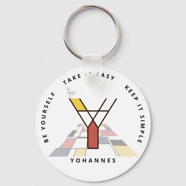 Impressive Neoplasticism Art Monogram. Letter Y Keychain (Front)