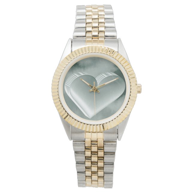 Impressive original watercolor silver 3D heart Watch (Front)