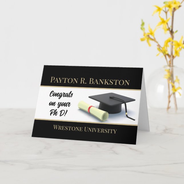 Impressive Ph D! Graduation custom card (Yellow Flower)