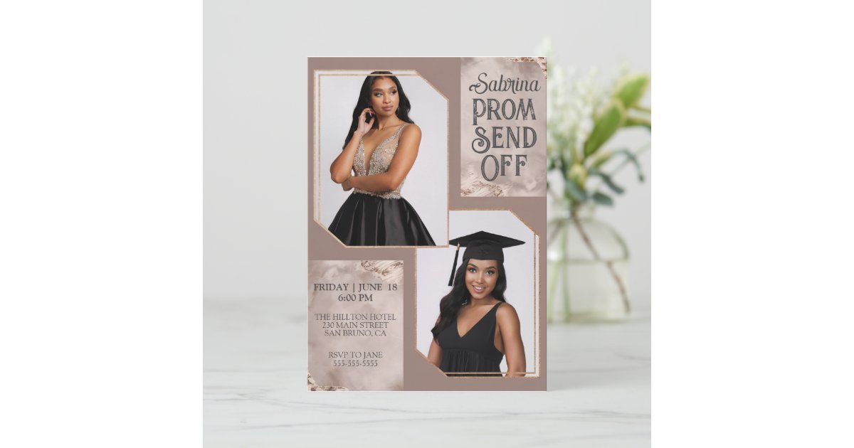 Impressive Prom Send Off Graduation Two Photos Invitation | Zazzle
