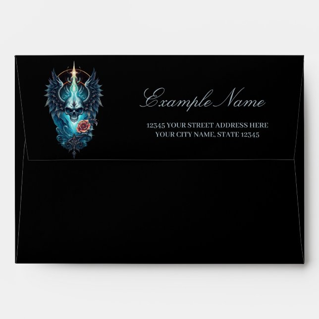 Impressive, realistic skull,  envelope (Back (Top Flap))