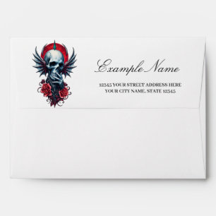 Impressive, realistic skull with wings envelope