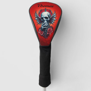 Impressive, realistic skull with wings  golf head cover