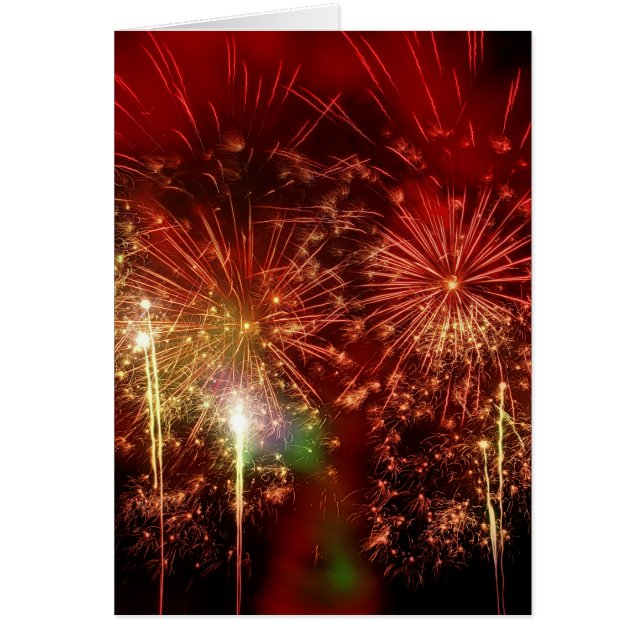 Impressive Red Fireworks Cards (Front)
