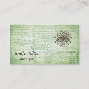 Impressive romantic vintage script dandelion business card