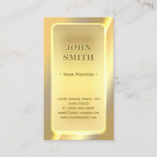 Impressive Shiny Gold Bar Look with Custom Text Business Card