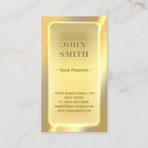Customizable Impressive Shiny Gold Bar Look with Custom Text Business Card