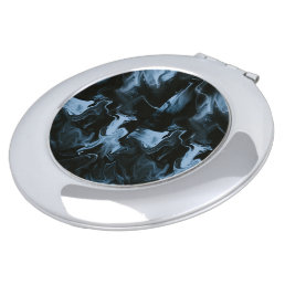 Impressive stylish black and white undulation flip compact mirror