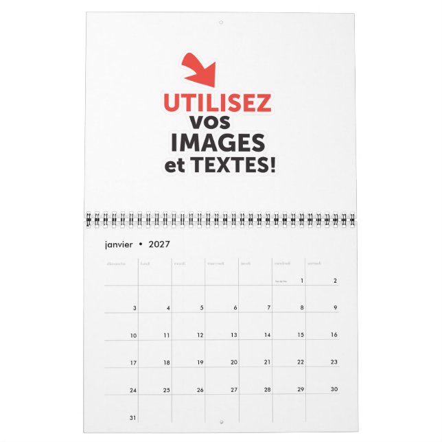 Imprimer vos conceptions en ligne en français calendar (Jan 2027)