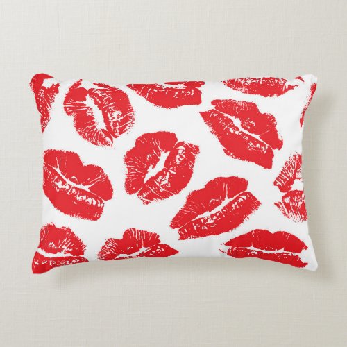 Imprint Kiss Red Lips Vintage Seamless Accent Pillow