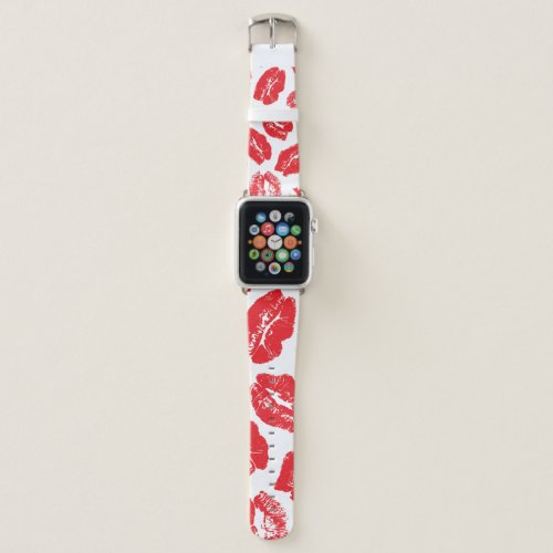 Imprint Kiss Red Lips Vintage Seamless Apple Watch Band