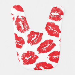 Imprint Kiss Red Lips: Vintage Seamless Baby Bib
