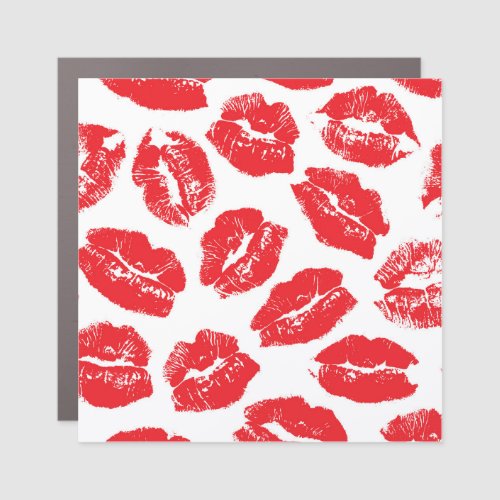 Imprint Kiss Red Lips Vintage Seamless Car Magnet