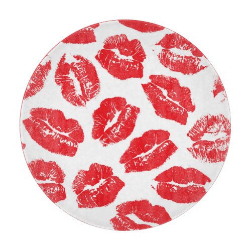 Imprint Kiss Red Lips Vintage Seamless Cutting Board