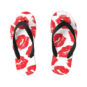 Imprint Kiss Red Lips: Vintage Seamless Kid's Flip Flops