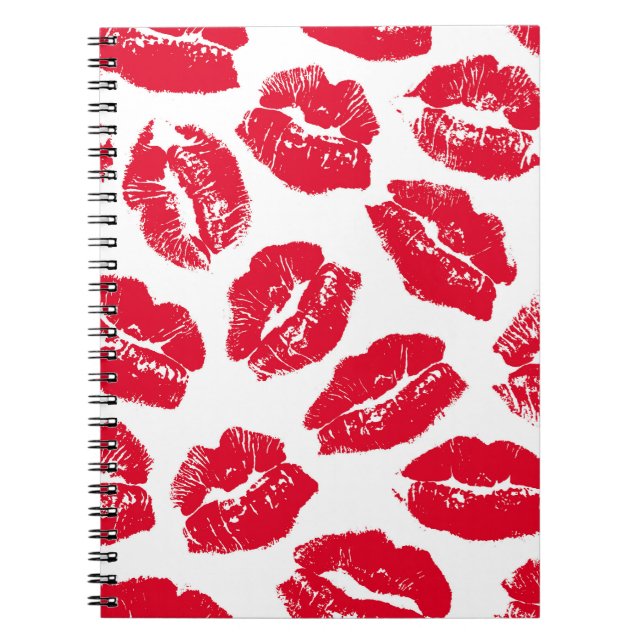 Imprint Kiss Red Lips: Vintage Seamless Notebook (Front)