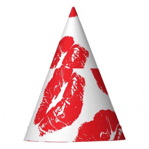 Imprint Kiss Red Lips Vintage Seamless Party Hat