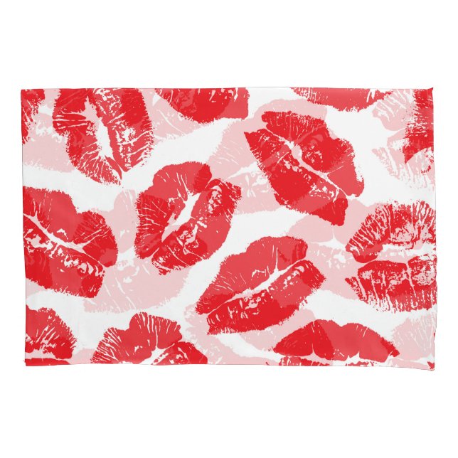 Imprint Kiss Red Lips: Vintage Seamless Pillow Case (Front)