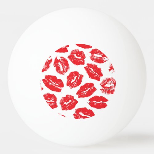 Imprint Kiss Red Lips Vintage Seamless Ping Pong Ball