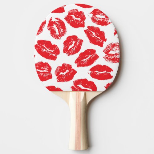 Imprint Kiss Red Lips Vintage Seamless Ping Pong Paddle