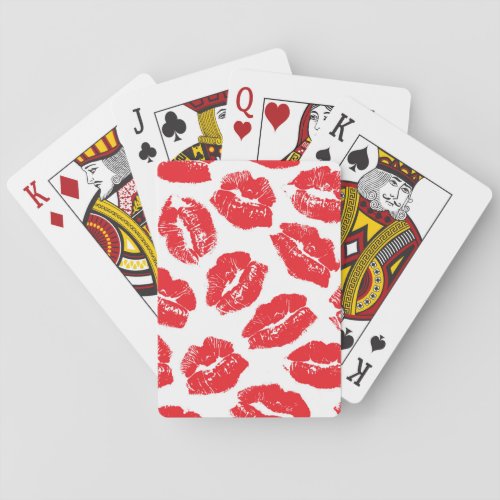 Imprint Kiss Red Lips Vintage Seamless Playing Cards