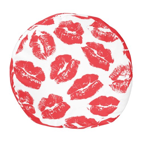 Imprint Kiss Red Lips Vintage Seamless Pouf