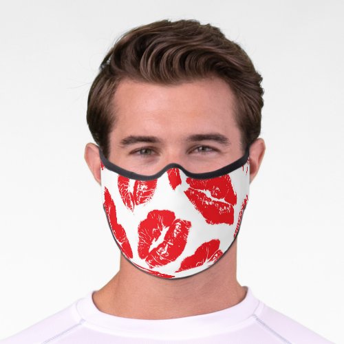 Imprint Kiss Red Lips Vintage Seamless Premium Face Mask