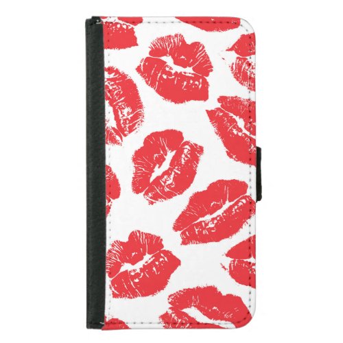 Imprint Kiss Red Lips Vintage Seamless Samsung Galaxy S5 Wallet Case
