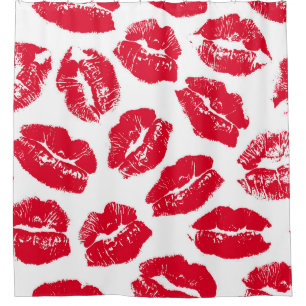 Imprint Kiss Red Lips: Vintage Seamless Shower Curtain