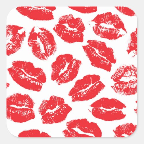 Imprint Kiss Red Lips Vintage Seamless Square Sticker