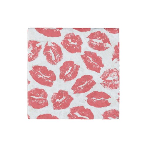 Imprint Kiss Red Lips Vintage Seamless Stone Magnet